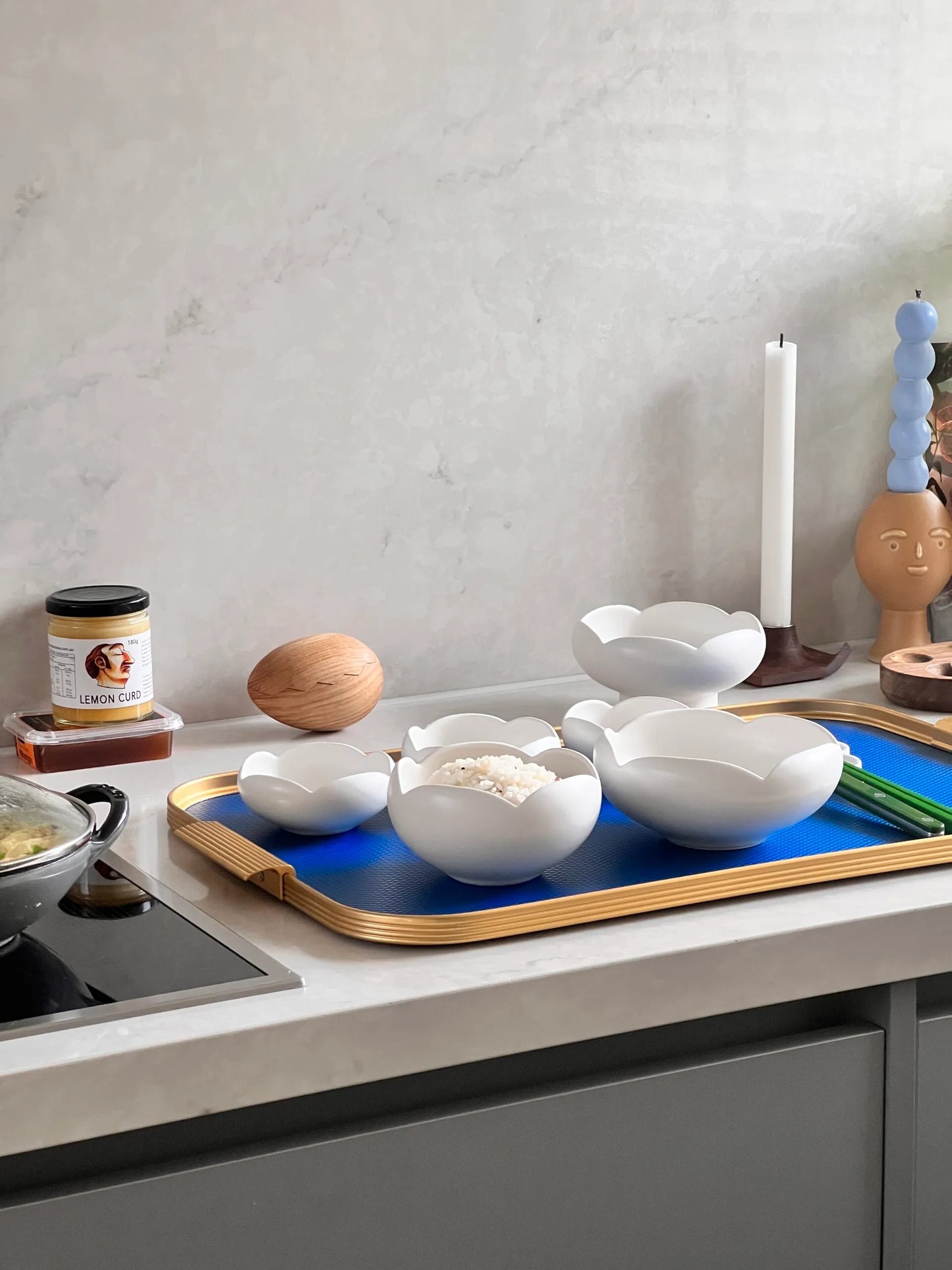 IJAGA White Wave Pedestal Bowl