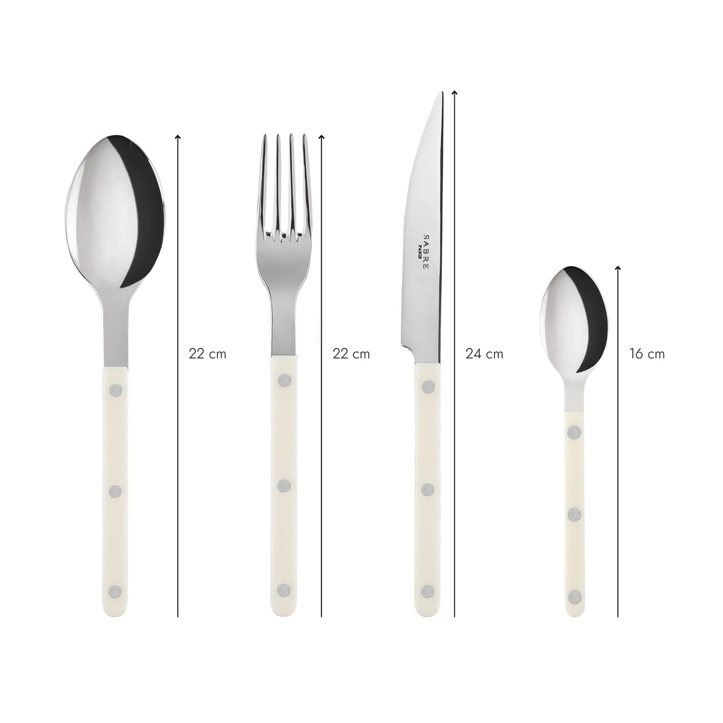 (7 COLORS) Sabre Bistrot shiny cutlery 4pcs