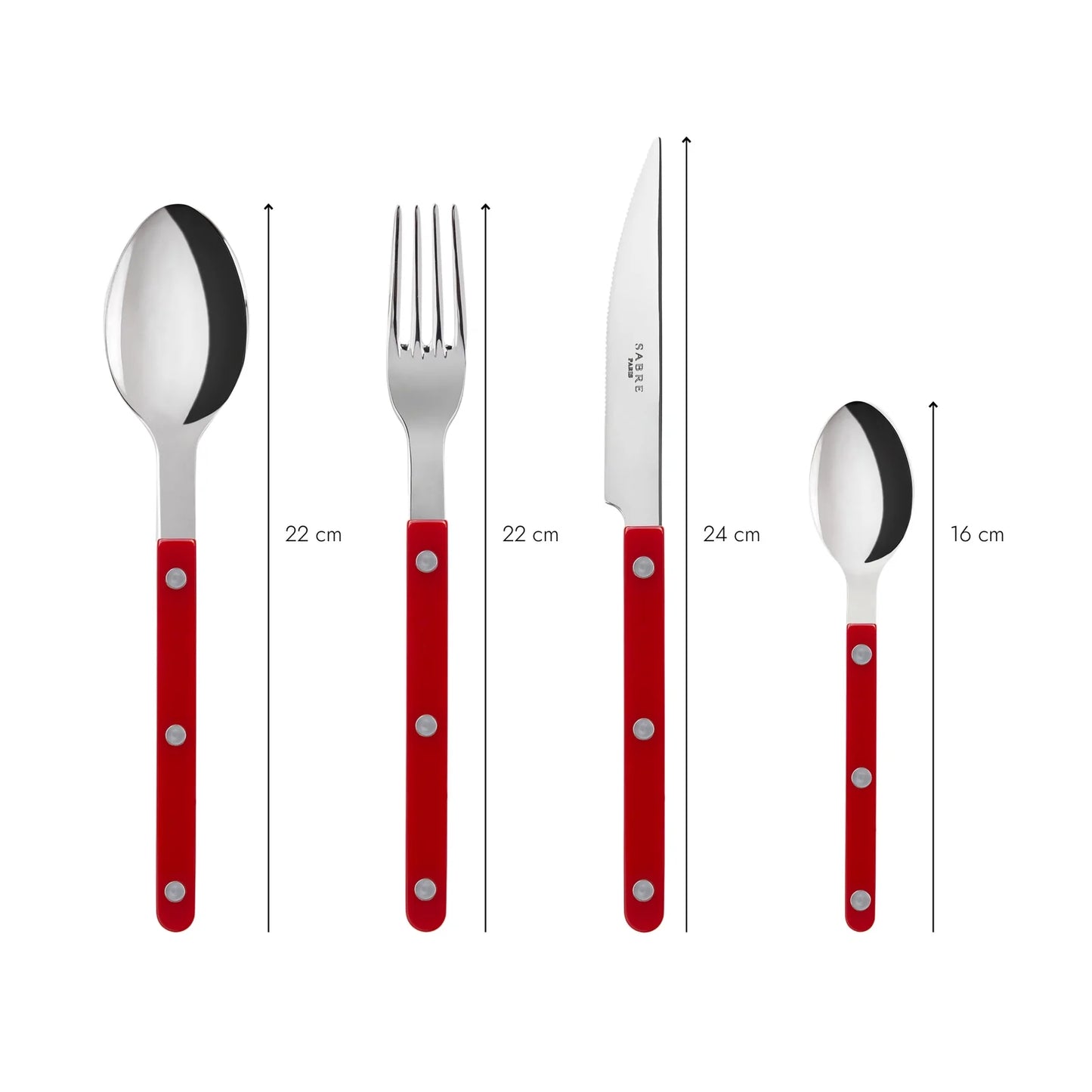 (7 COLORS) Sabre Bistrot shiny cutlery 4pcs