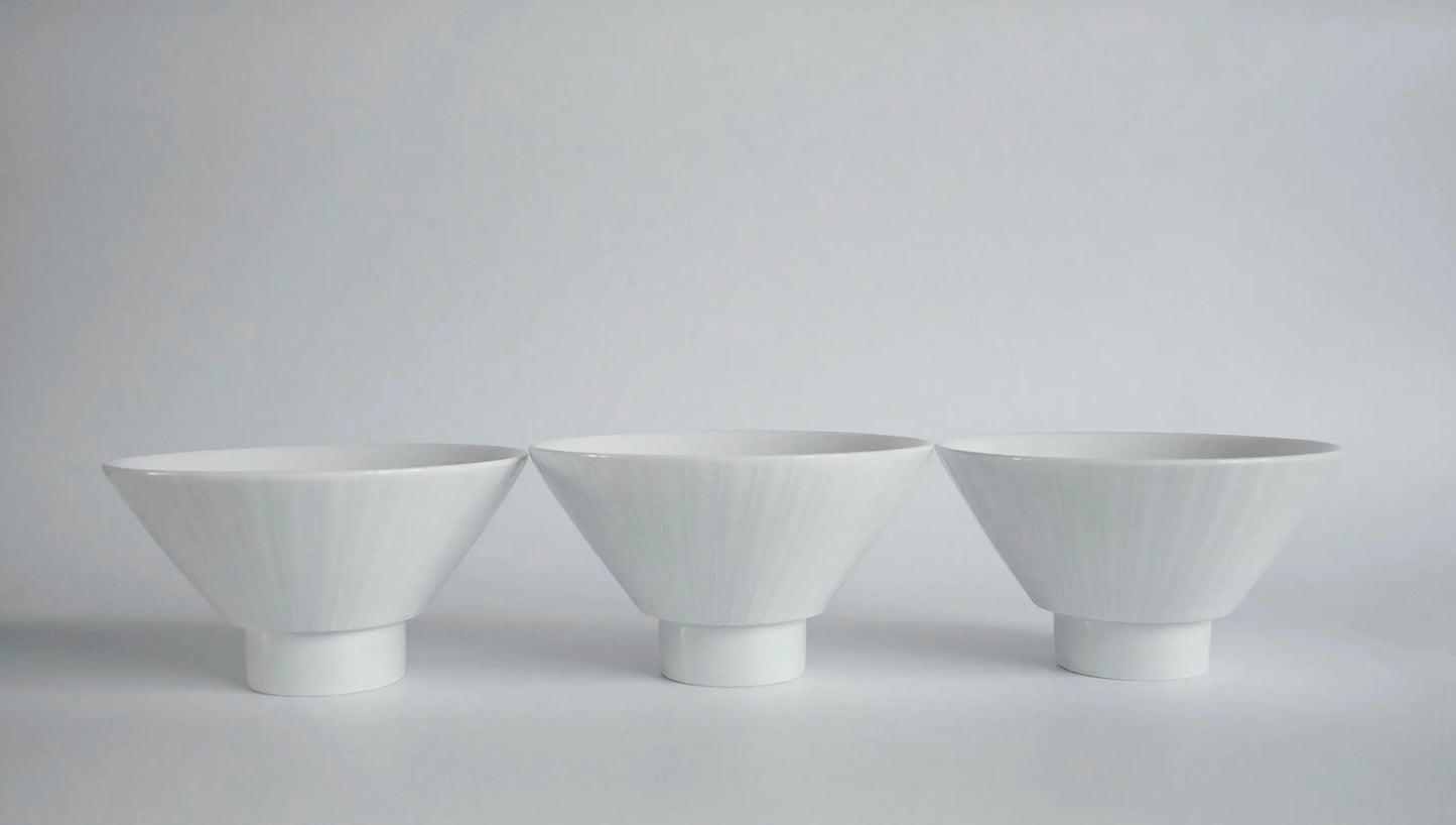 JEONG JAE HO CERAMIC Stripe Dessert Bowl, white