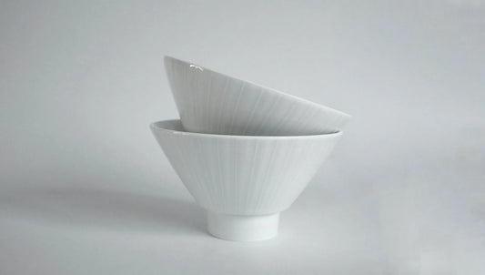 JEONG JAE HO CERAMIC Stripe Dessert Bowl, white
